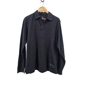 Aigle Polo Shirt Mens M Navy Blue Long Sleeve Quarter Zip Cotton Heritage Logo